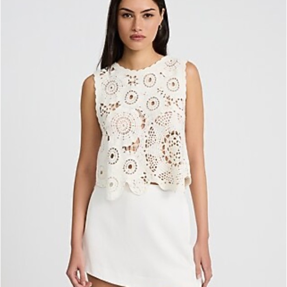 Express White Crochet Crop Top